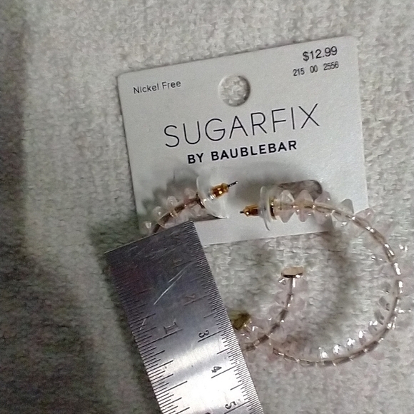 Sugarfix baublebar nickel free pink beaded half hoop earrings - Picture 2 of 3